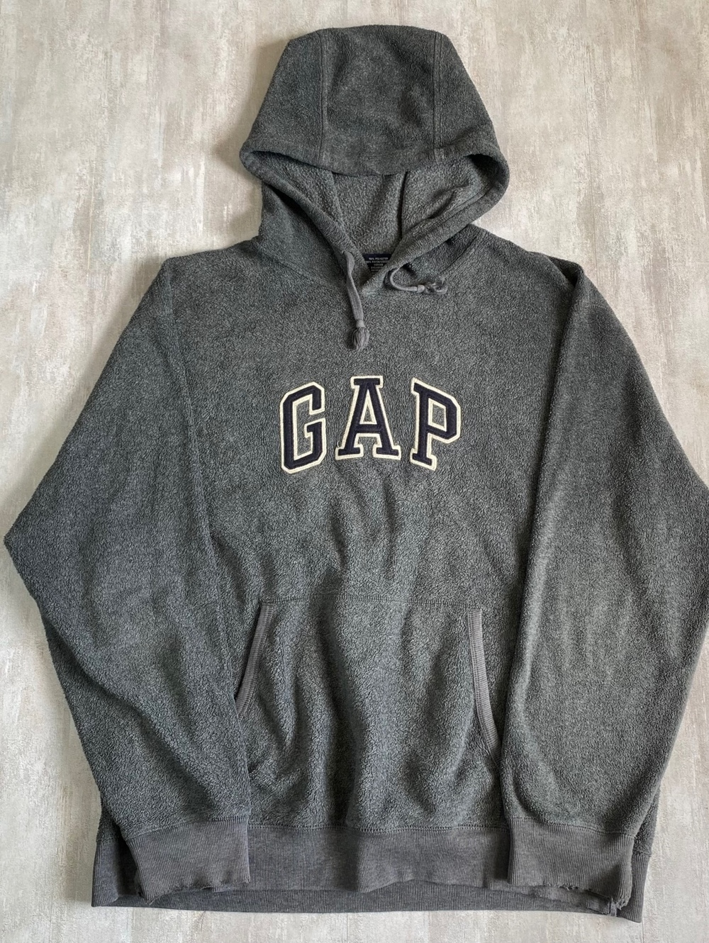 Vintage 2000s Y2K GAP Fleece Arch Logo Hoodie Mens M Charcoal Streetwear